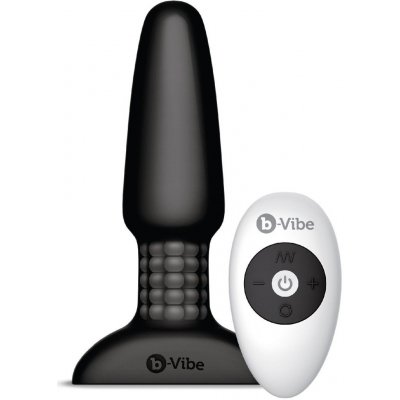 b-Vibe Rimming 2 Black vibrační kolík s rotujícími kuličkami a dálkovým ovládáním 15 x 4 cm – Zboží Dáma