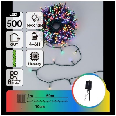 Aigostar B.V. | Aigostar - LED Solární ván řetěz 500xLED/8 funkcí 52m IP65 multicolor 1200 mAh | B10201ACSF – Hledejceny.cz