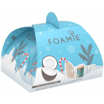 Foamie Relax Coconut tuhá sprchová péče 50 g + tuhé tělové máslo 80 g + Kokosová svíčka dárková sada