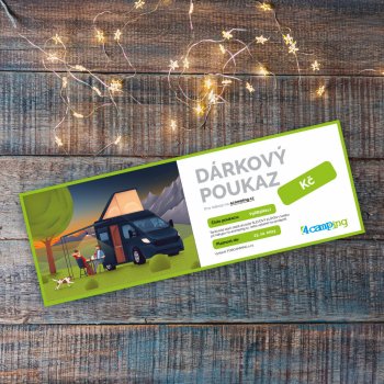 Voucher 4camping Elektronický dárkový poukaz Design poukazu: Obytňák / Hodnota poukazu: 1000