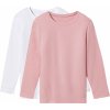 Dětské tričko lupilu dívčí triko s dlouhými rukávy, 2 kusy bílá / světle růžová