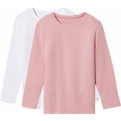 lupilu dívčí triko s dlouhými rukávy, 2 kusy bílá / světle růžová
