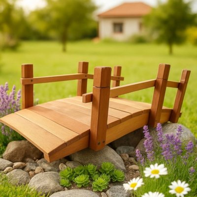 Zahradní můstek dřevěný 71 cm, borovice, s nátěrem – Zboží Dáma