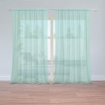 Sablio Záclony Bílé čárky na tyrkysové: 2ks 150x250cm – Hledejceny.cz
