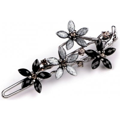 Sponka do vlasů s broušenými kamínky květy Varianta: 2 jet, Balení: 1 ks – Zboží Dáma
