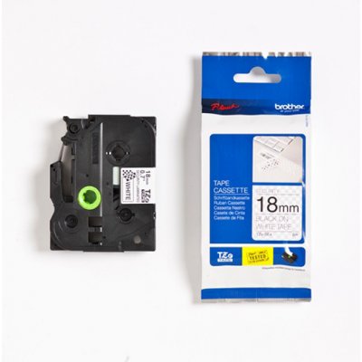 Páska Brother TZE-SE4, 18mm, bílá/černá, s plombovací páskou (security tape), délka 8m – Zboží Živě