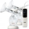 Odsávačka mateřského mléka NUK Elektrická dvojitá Soft & Easy s dobíjecí baterií a bílými prsními nástavci
