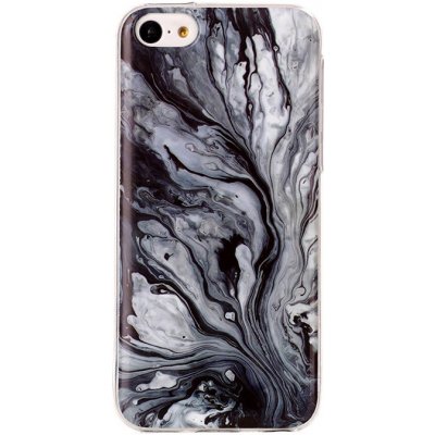 Pouzdro AppleMix Apple iPhone 5C - mramorová textura - gumové - černé / bílé