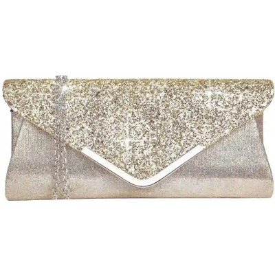 Elegantní večerní brokátová taška přes rameno zlatá syntetika 24x15 cm – Zboží Mobilmania