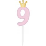 Albi Svíčka dortová růžová s korunkou číslo 9 – Hledejceny.cz