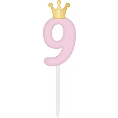 Albi Svíčka dortová růžová s korunkou číslo 9 – Hledejceny.cz
