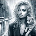 Norimpex Diamantový obrázek malování 30 x 40 cm Modrooká dívka s kočkou – Sleviste.cz