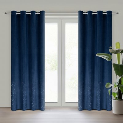EUROFIRANY ZATEMŇOVACÍ ZÁVĚS NA KROUŽCÍCH ARIADNA 140X250 CM TMAVĚMODRÁ – Hledejceny.cz