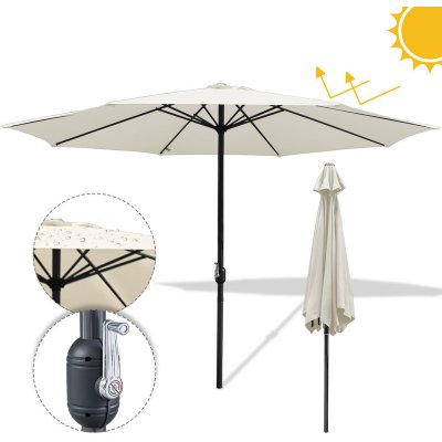 Wolketon 3m-3,5m slunečník Market Umbrella s ruční klikou UV40+ Venkovní slunečník Patio Garden Umbrella, béžová, 3,5m – Zbozi.Blesk.cz