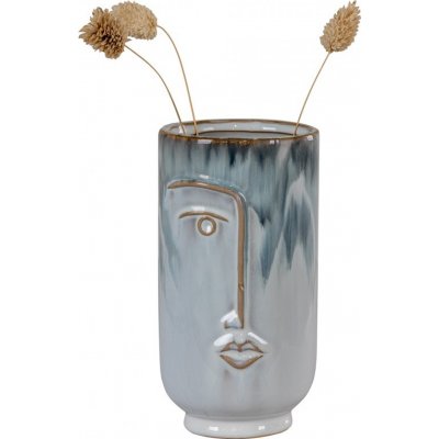 House Nordic Váza keramická kulatá FACE Ø9,5x17 cm, 2-barevná modrá – Hledejceny.cz