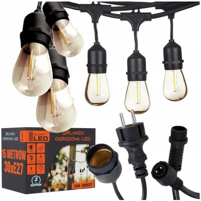 SmartLED LED Venkovní dekorační řetěz 30xE27/1W/230V 16,44 m IP44 černá 4535 – Sleviste.cz