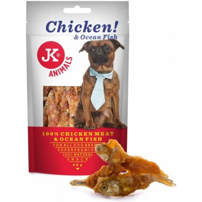 JK ANIMALS Meat Snack Chicken Meat And Fish sušené kuřecí maso na rybě 80 g – Zboží Mobilmania