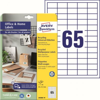 Avery Zweckform LR3666-10 Recyklované etikety 38x21,2 mm 650 ks bílé – Sleviste.cz