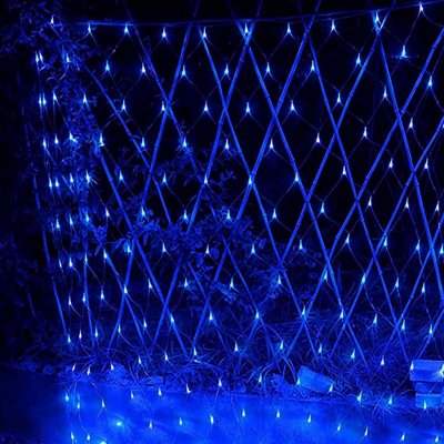 ROSNEK 2x2M 144LEDs světelná síť 8 světelných režimů pohádková světla vánoční světelná opona strana zahradní dekorace modrá