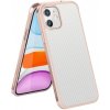 Pouzdro a kryt na mobilní telefon Pouzdro SULADA s texturou karbonovéch vláken a ochranným rámečkem iPhone 11 - růžovozlaté