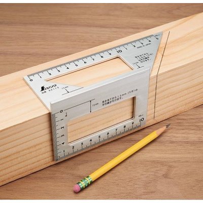 Shinwa přesný japonský pokosný úhelník 3D 45° a 90° – HobbyKompas.cz