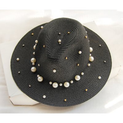 Miranda Dámský klobouk s perlami MP1909 Black – Zboží Dáma