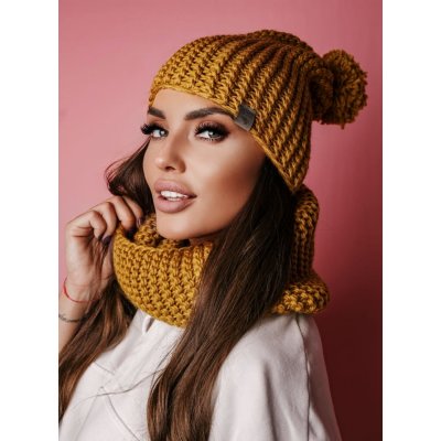 Fashionweek dámský zimní set čepice + šála komin NB1027 Hořčičný – Hledejceny.cz