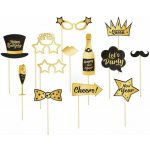 Rekvizity do fotokoutku zlaté Happy New Year 13 ks – Zboží Dáma