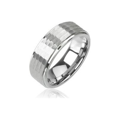 Šperky eshop prsten z wolframu stříbrné broušený vzor d7.9