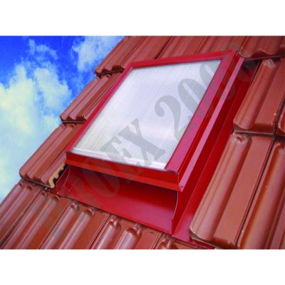 Ševčík Vikýř hliníkový 50 x 60 cm + LEXAN červený – Sleviste.cz