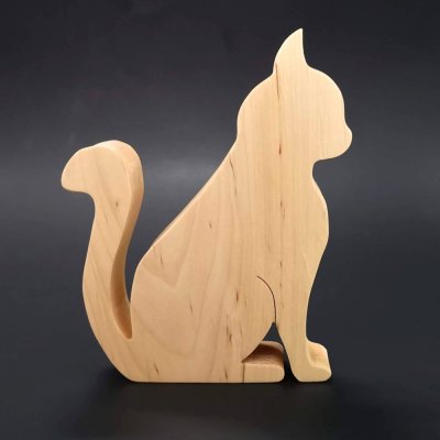 Amadea dřevěná dekorace kočka sedící masivní dřevo 15x125x25