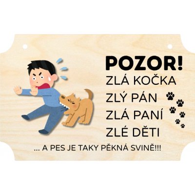 Woody Crafts Cedulka - Pozor, zlý pes – Hledejceny.cz