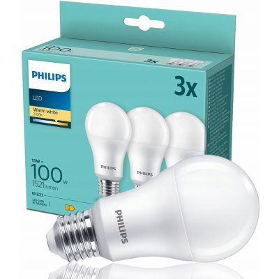 Philips žárovka LED klasik, 13W, E27, teplá bílá, 3ks – Zboží Živě