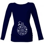 Tričko s potiskem Vánoční baňka dámské Námořní modrá – Zboží Dáma