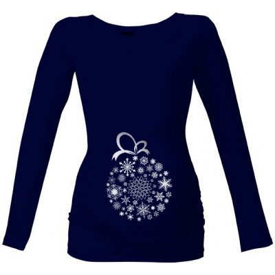 Tričko s potiskem Vánoční baňka dámské Námořní modrá – Zboží Dáma