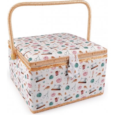 Kazeta / košík na šití čalouněný, střední, 1 bílá galanterie – Sleviste.cz