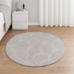 Takoy Koberec kulatý o průměru 120 cm vzor listí šedý-HT-00406 | Ø 120 cm – Zboží Dáma