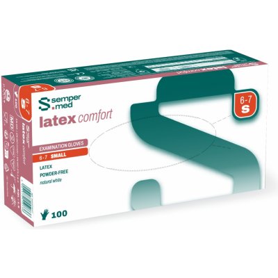 L&R Sempermed Latex Comfort vyšetřovací latexové rukavice bez pudru S, 100 ks – Zboží Dáma