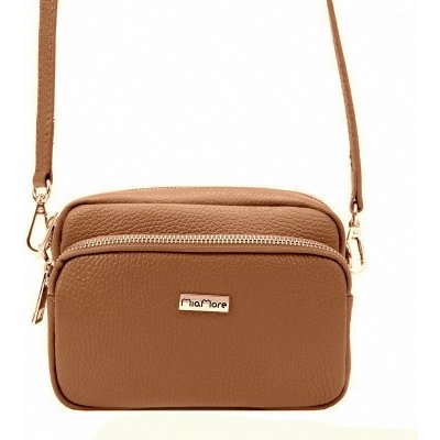 Dvouoddílová malá hnědá kožená crossbody kabelka Mia More no. 062 – Zboží Mobilmania