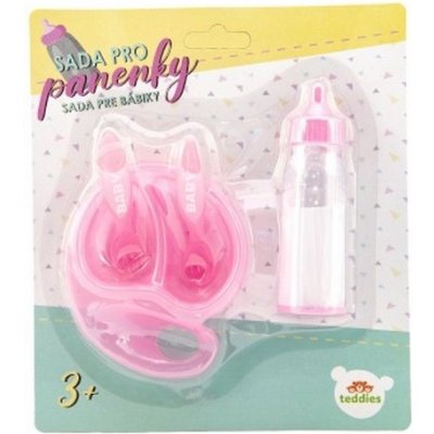 Teddies Sada pro panenky plast lahvička miska s příborem – Zboží Dáma