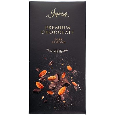 Ispiriti Hořká čokoláda 70% s kousky mandlí 80 g – Zboží Dáma