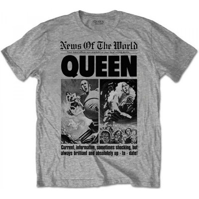 Queen News of the World 40th Front Page šedé tričko unisex