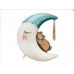 PartyDeco Medvídek na měsíci modrý 80x98cm fóliový balónek – Zboží Dáma