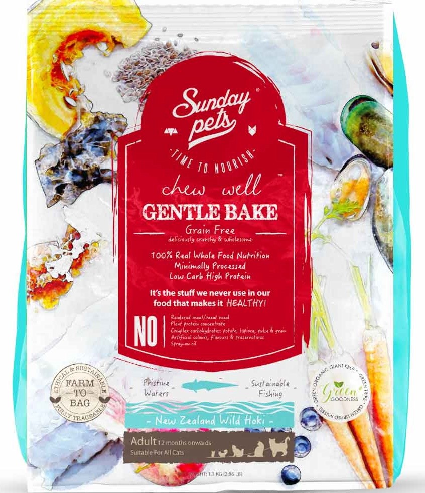 SUNDAY PETS GENTLE BAKE HOKI FOR CATS 1,3 KG