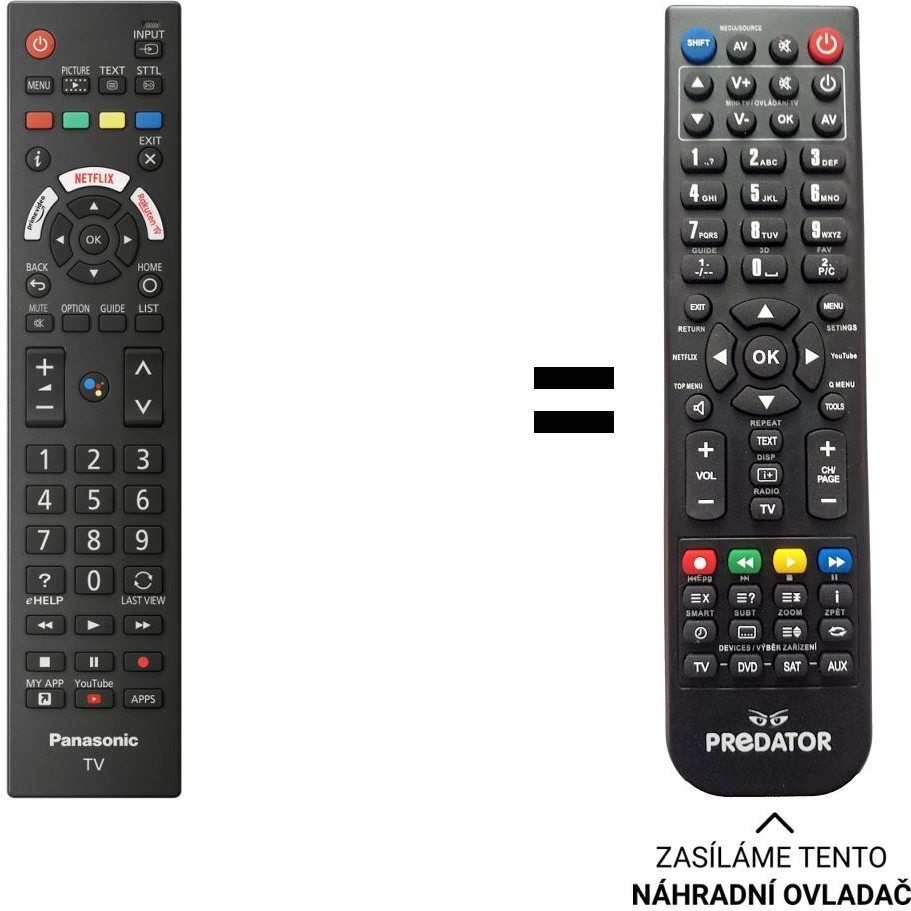 Dálkový ovladač Predátor Panasonic TX-58JX800E