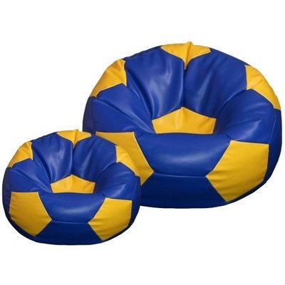 Jaks sedací vak XXXL fotbalový míč + podnožka 100x100x60 cm modro-žlutý