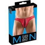 Svenjoyment Pánské černé lesklé spodní prádlo se šněrováním červené – Zboží Dáma