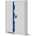 Jan Nowak Plechová policová skříň KEVIN, 900 x 1400 x 400 mm, šedá – Zboží Dáma