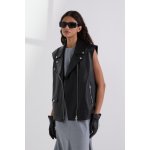 Karl Lagerfeld Faux Leather Biker Gilet Black – Hledejceny.cz