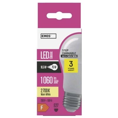 Emos Lighting LED žárovka Classic A60 10,5W E27 teplá bílá, stmívatelná ZL 206 – Hledejceny.cz
